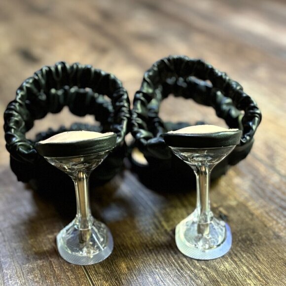 NEW Rampage Square Toe Ruched Heeled Sandals Black with Clear Heels Women's 6 - Picture 12 of 16